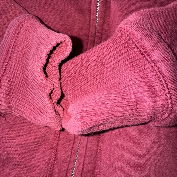 Aeropostale Y2K Vintage Burgundy Zip Up Hoodie Jacket Faux Fur Lining Size Small - Picture 6 of 15